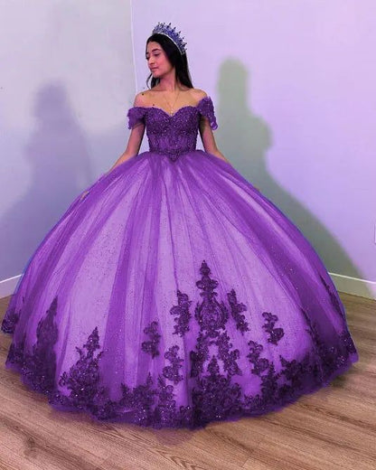 Tulle Off the Shoulder Quinceanera Dress Ball Gown     cg25131