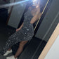 Sexy Silver Gray Sequin Prom Party Dresses Unique Evening Dress Long Princess Dress   cg26043
