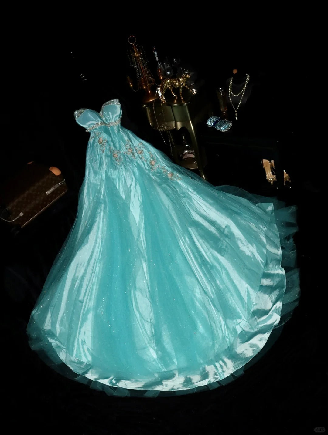 A Line Strapless Long Prom Party Dresses Unique Evening Dress cg26063