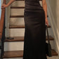 Black V Neck Satin Long Prom Gown       cg25097