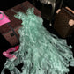 Vintage Mint Green Long Prom Party Dresses Unique Evening Dress   cg26074