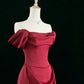 Elegant Off Shoulder Burgundy Prom Gown Evening Party Dress  cg25382