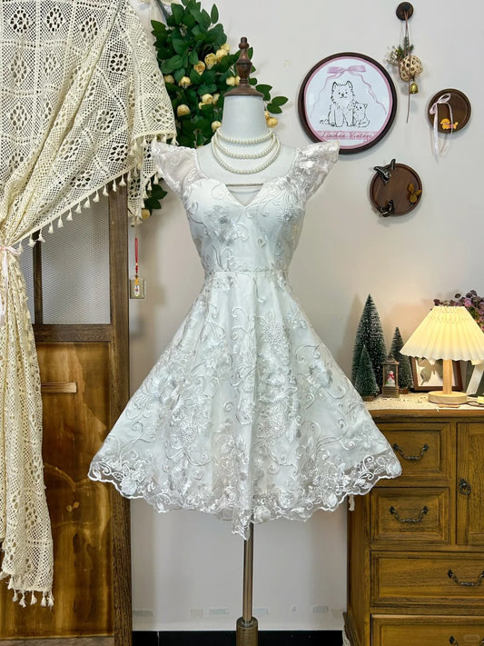 A Line White Vintage Short Party Dress Cocktail Dresses Homecoming Dress     cg25802