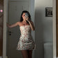 New Arrival Strapless Floral Print Homecoming Dress Party Dress    cg25994