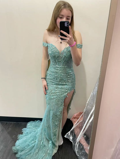 Mermaid Off Shoulder Formal Dress Long Party Dress Evening Dress Prom Dresses     cg25728