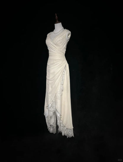 Ivory Formal Dress Vintage Long Party Dress Evening Dress Prom Dresses     cg25717