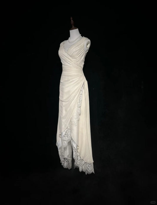 Ivory Formal Dress Vintage Long Party Dress Evening Dress Prom Dresses     cg25717