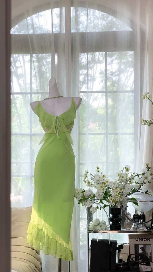 Green Mermaid Dress Vintage Party Dress Evening Dress Prom Dresses     cg25708