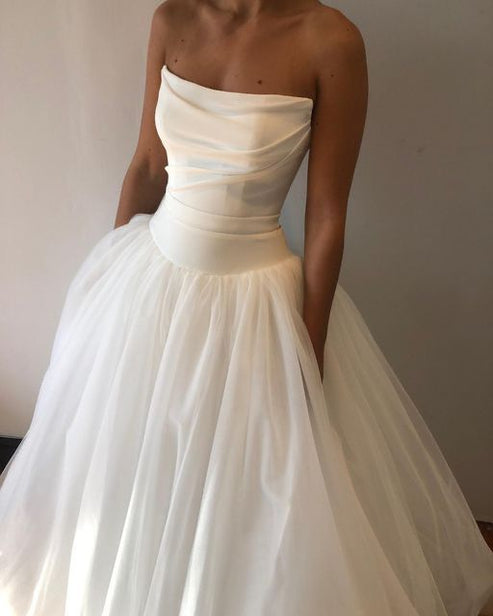 A line strapless Long beautiful simple wedding dress cg25068 – classygown