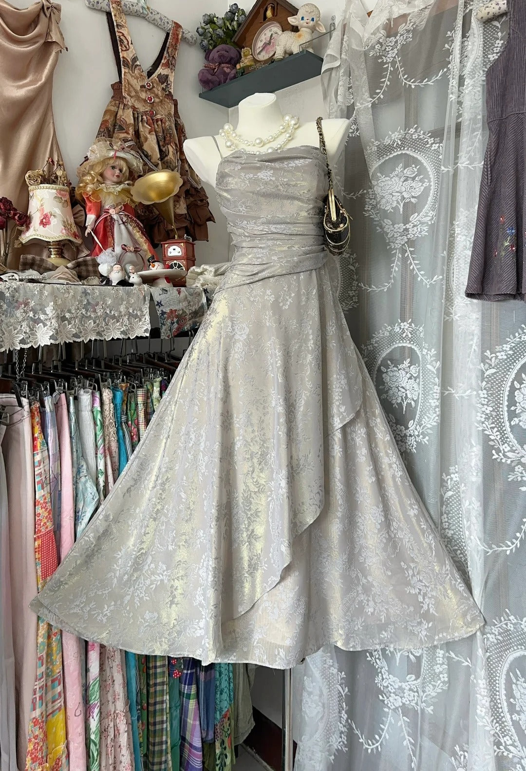 A Line Gray Lace Vintage Short Party Dress Cocktail Dresses Homecoming Dress     cg25751