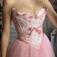 A-Line Tulle Midi Prom Dress, Pink Formal Dress Evening Dress    cg25431