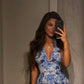A Line Printing Prom Dresses, Sleeveless V Neckline Evening Dress, Long Formal Dress    cg25955