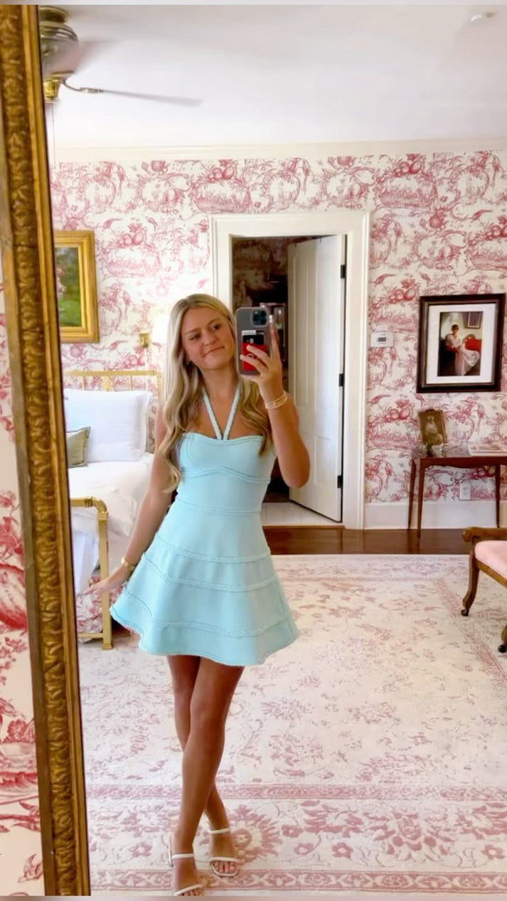 Sweet Light Blue A-line Short Party Dress main image 0