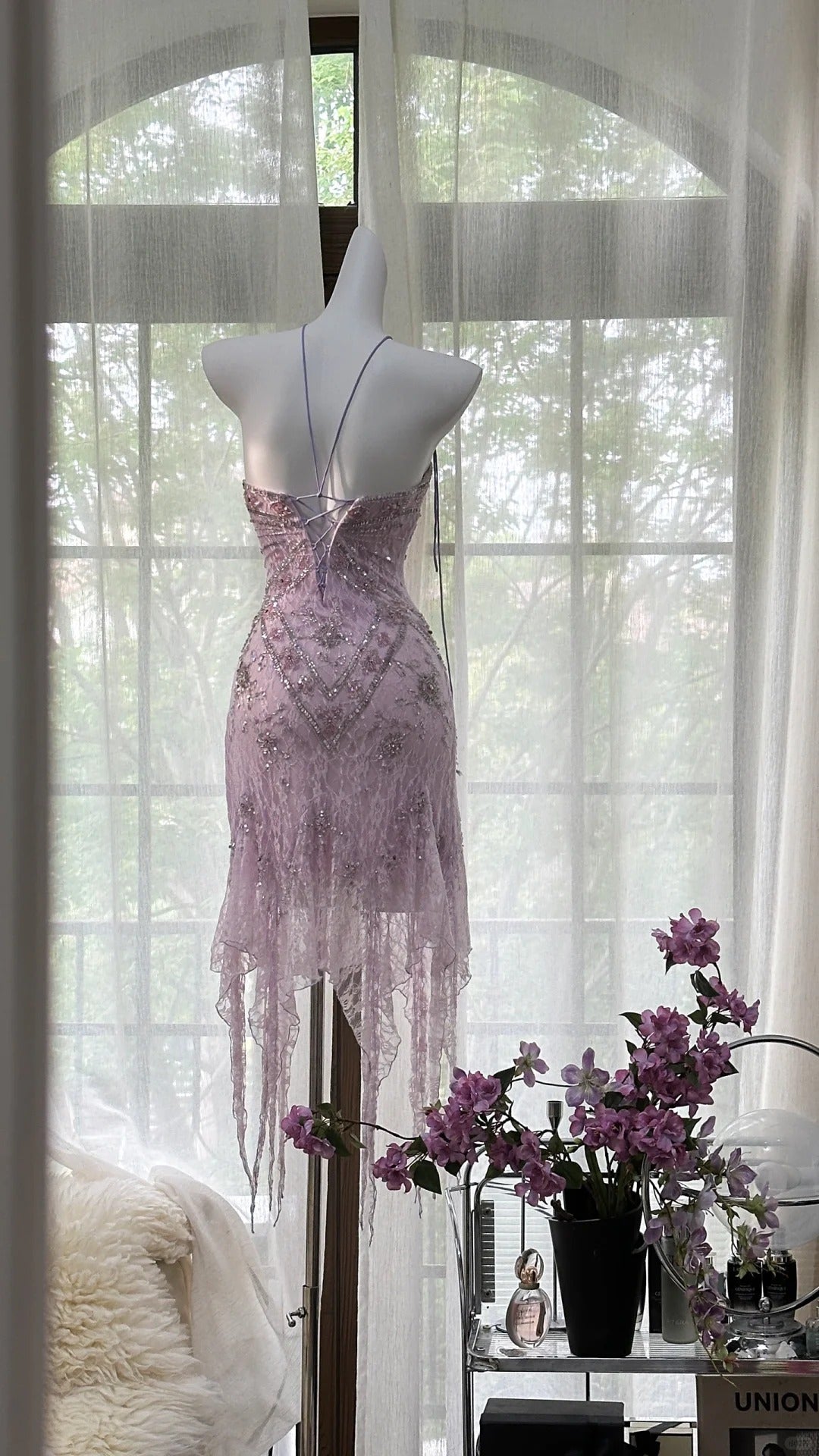 Vintage Short Evening Dresses, Lilac Short Party Gowns  cg25535