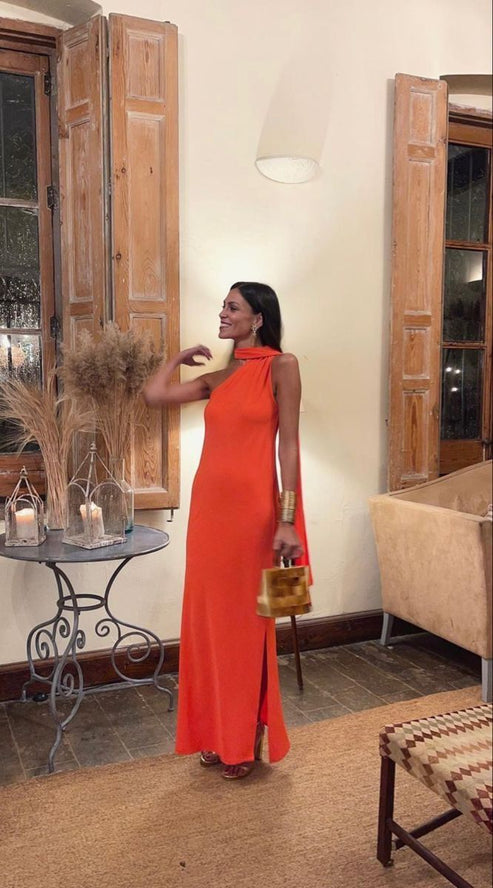 Simple orange evening dresses, long prom dress     fg3040 main image 1