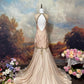 Light Pink Beaded Mermaid Evening Dress Unique Long Prom Dress    cg25570