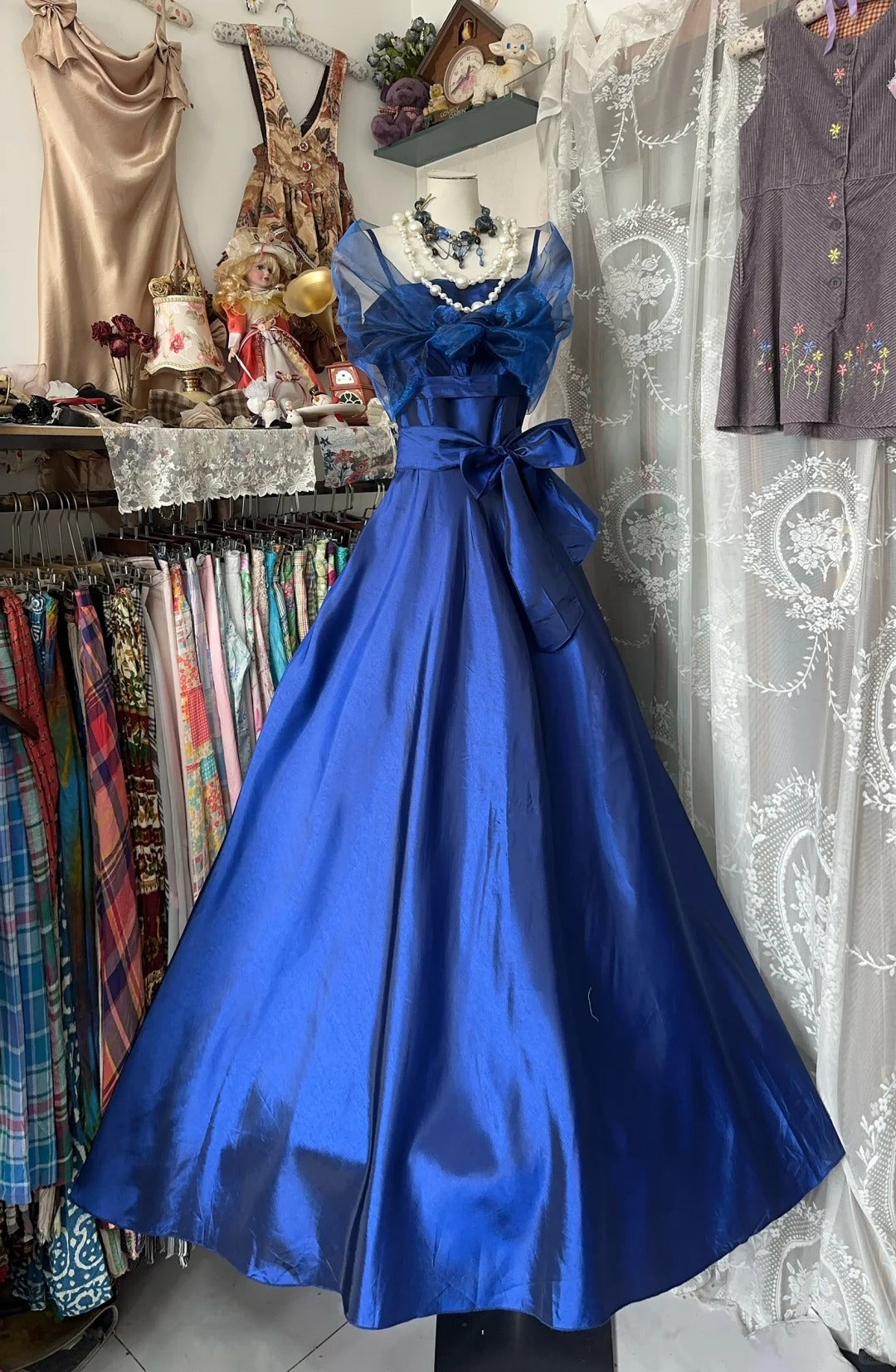 A Line Royal Blue Vintage Long Party Dress Evening Dress Prom Dresses cg25753