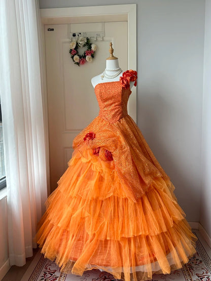 A Line Orange Prom Party Dresses Unique Long Evening Dress Vintage Pri classygown A Line Orange Prom Party Dresses Unique Long Evening Dress Vintage Pri classygown