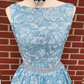 Blue lace long prom dress blue evening dress   cg14828