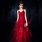 Wine Red Straps Tulle Princess Long Evening Dress Party Dress, Shiny Tulle Evening Gown Prom Dress   cg22119