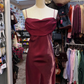 Spaghetti Straps Burgundy Vintage Prom Party Dress Evening Dress cg26349
