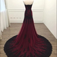 Mermaid Strapless Burgundy Lace Evening Dress Prom Dress  cg26241