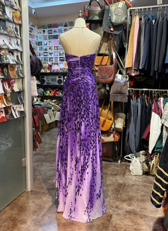 Sweetheart Beading Leopard Print Prom Dress Purple Chiffon Evening Dress cg26355