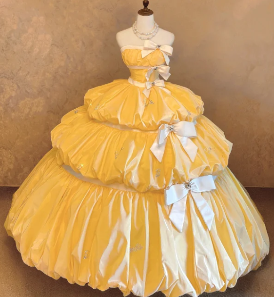 Ball Gown Yellow Prom Party Dress Sweet 16 Birthday Dress Evening Dress cg26272