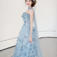 Strapless Blue Sweet 16 Birthday Dress Tulle Prom Party Dress cg26251