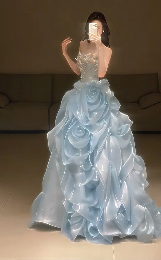 Blue Ball Gown Birthday Dress Evening Party Dress Formal Prom Dress cg26161