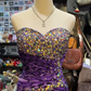 Sweetheart Beading Leopard Print Prom Dress Purple Chiffon Evening Dress cg26355