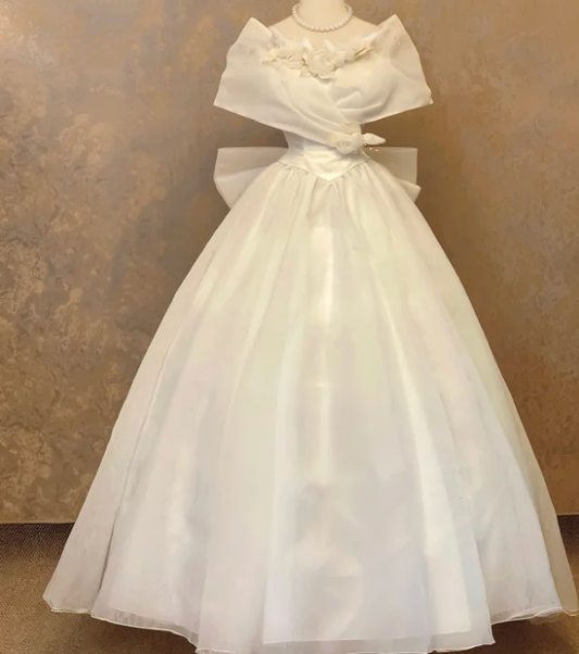 Off The Shoulder White Prom Party Dress Vintage Evening Dress Birthday Dress cg26267