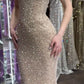 Sparkly Mermaid Square Neck Sequin Champagne Prom Dresses Party Dress 18th Birthday Outfits cg26175