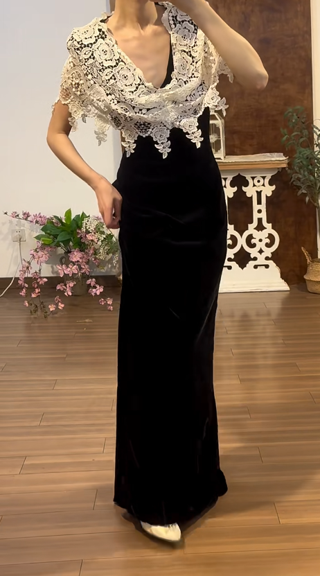 Mermaid Black Prom Party Dress Vintage Evening Gowns cg26366