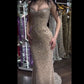 Sparkly Mermaid Square Neck Sequin Champagne Prom Dresses Party Dress 18th Birthday Outfits cg26175