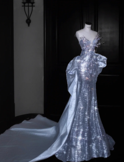 Blaues langes Ballkleid Abendkleid zum 21. Geburtstag cg26107