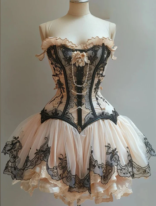 Black Vintage Sweet Lace Floral Short Chiffon Homecoming Dress Birthday Party Dress Prom Dress cg26226