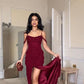 Sexy Burgundy Chiffon Long Prom Dresses Evening Dress      cg25244