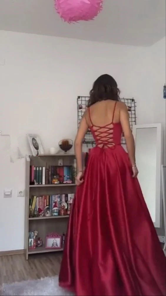 Long red prom party dress cg24818