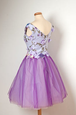 Princess V neck Sleeveless Tulle Short Homecoming Dress with Handemade Flower, Cute Tulle Prom Dress UQH0004