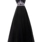 Black Tulle Prom Dresses Scoop Neck Crystals Women Party Dresses  cg8905