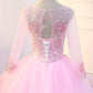 Pink Long Sleeve Quinceanera Dresses Prom Dress With Sleeve   cg13625