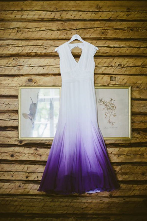 Colored Wedding Dresses, Purple and White Wedding Dress, Ombre Wedding ...