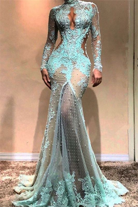 Sexy Lace Pearls Long Sleeve Evening Dress Prom Dress      cg23325