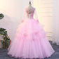 Pink Long Sleeve Quinceanera Dresses Prom Dress With Sleeve   cg13625