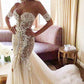 Charming Mermaid Sweetheart Backless Tulle Wedding Dresses with Lace Appliques prom dress         cg23184