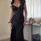 Black Euphoric Prom Dress V Neck Mermaid Evening Dress Graduation Dress cg26148
