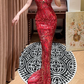 V Neck Red Mermaid Prom Party Dress Sexy Beading Evening Dress cg26315