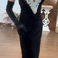 Pearls Black Mermaid Prom Party Dress Vintage Evening Gowns cg26367