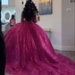 Fuchsia Sleeveless Sequin Quinceanera Dress cg26150